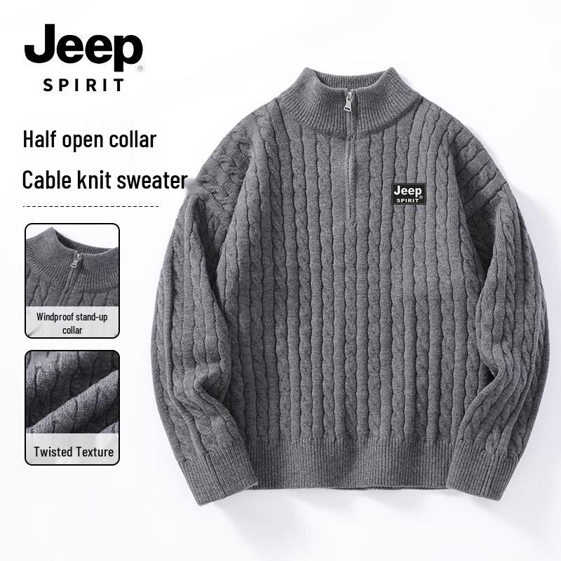 JEEP SPIRIT Men's Winter Stand-Collar Knit Sweaters
