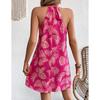 Summer New Halter Sleeveless A Line Casual Dresses Women Elegant Print Vacation Beach Women's Sexy Dress Fashion Slim Sleeveless Female Dress 25929