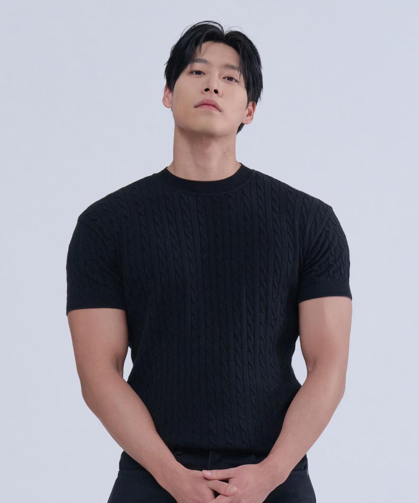 NINEZ Cable Short Sleeve Muscle Knit_3Color