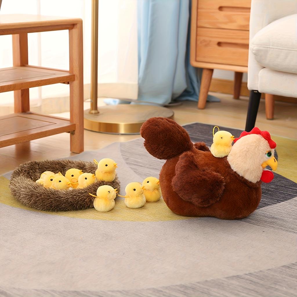 Chicken Mommy Farm Hen Plush with Henhouse Plushie with 10 Little Chicks Toys Gifts Surprise for Kids Birthday Party