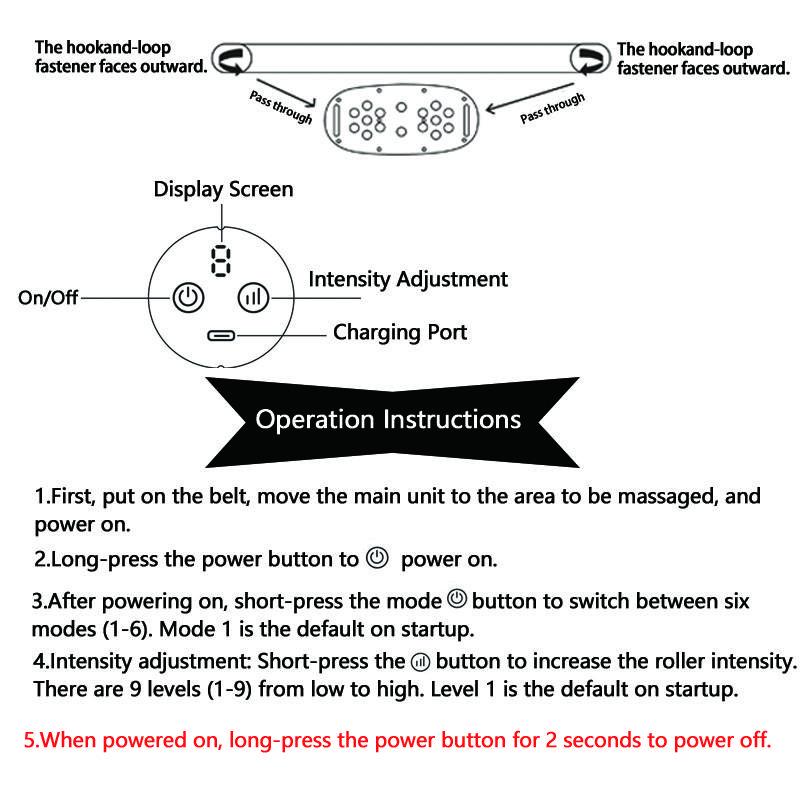 2026 New Electric Abdominal Massage Belt Portable Wireless Vibration Multi Mode Belly Shaking Massager for Home Use