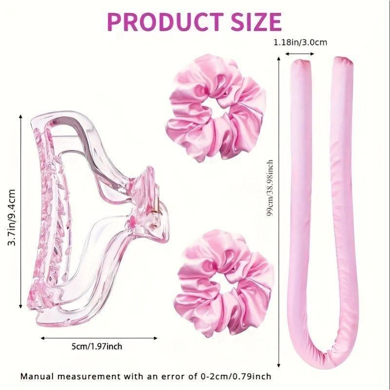 No Heat Curling Rod Headband Set, Foam Sponge Lazy Heatless Hair Curler with 2 Hair Rings, DIY Hair Styling Tools for Waves