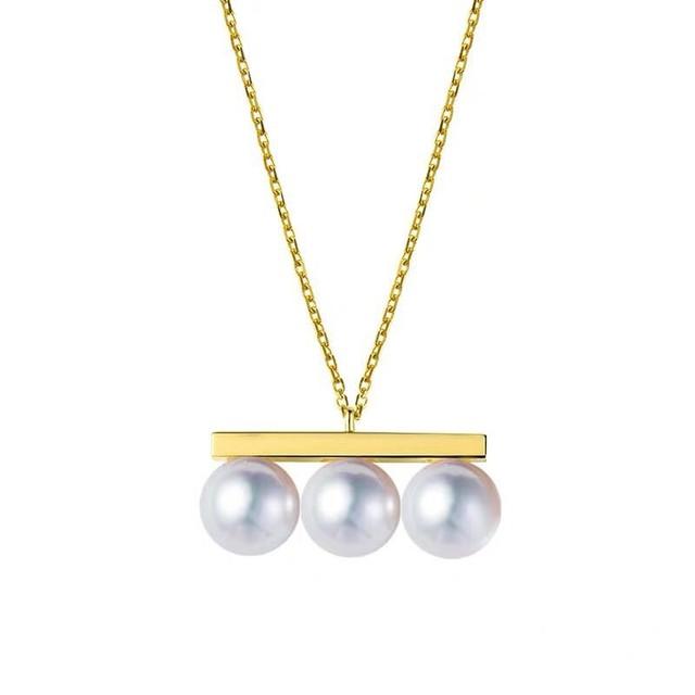 

Серебряная цепь 925 пробы с 18-каратным золотым балансиром из искусственного жемчуга, ожерелье для подиума, вечерние платья, дизайнерские топы, японские, корейские, модные 45cm