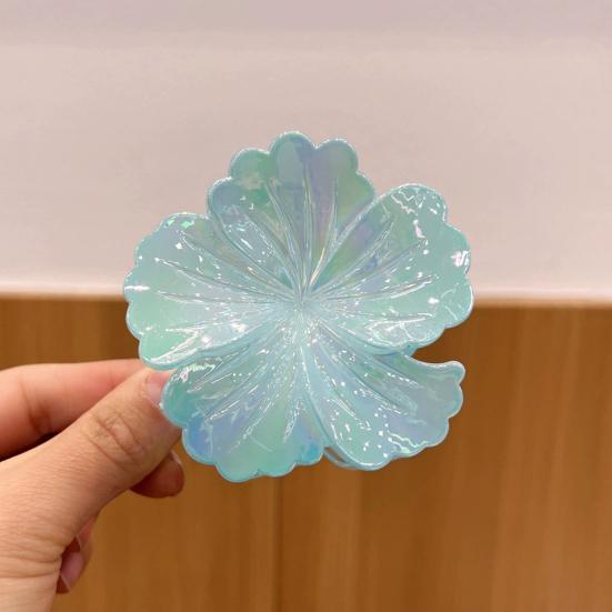 Women Hair Claw Flower Design Back Head Hair Clip Non-Slip Grip Bright Colors Shark Hair Claw Hair Accessory