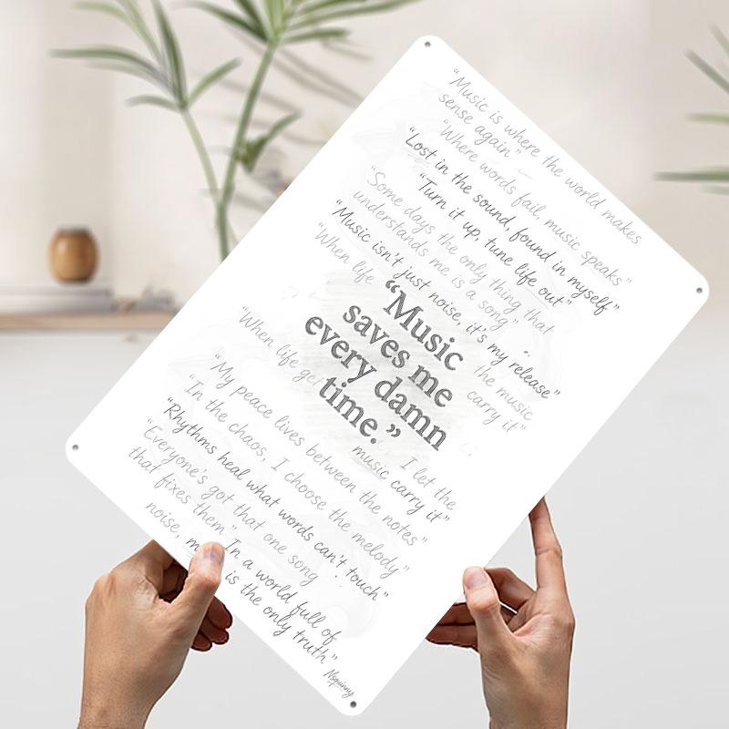

Music Quotes Typography Art Tinplate Poster Customized Wall Art Vintage Retro Metal Signs for Decoration Living Room Decor Men 7.9x11.8In(20x30cm)