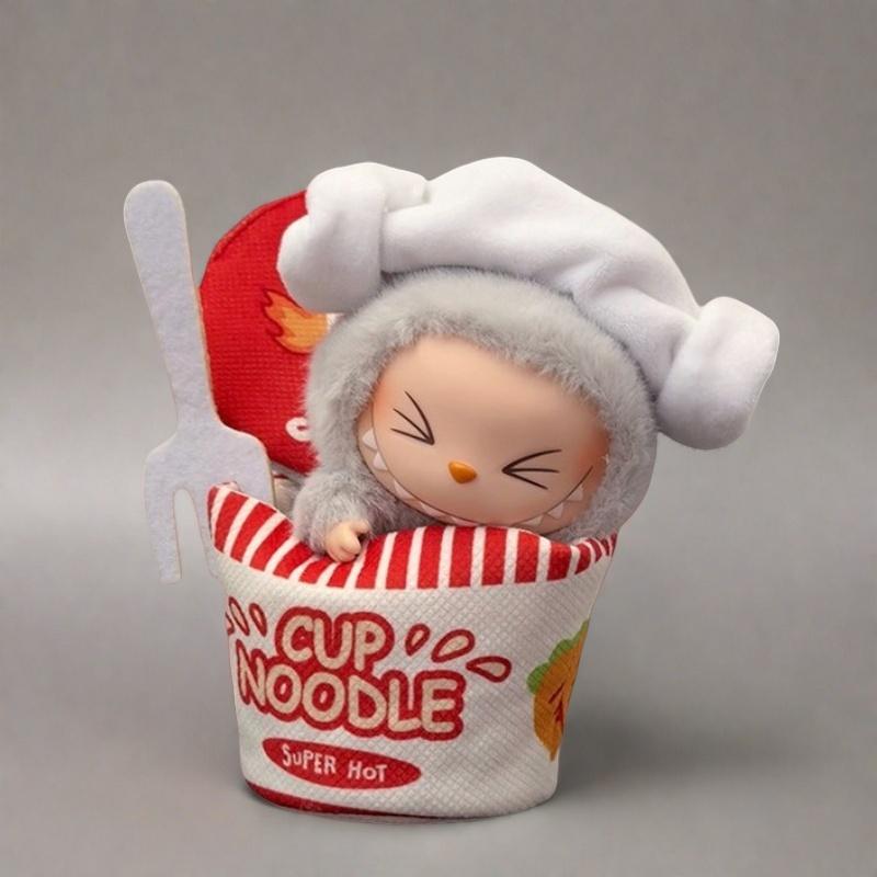 Mini Plush Doll'S Instant Noodle Bucket Clothes or Korea Kpop Exo 15-17cm Labubu Idol V1 V2 Overalls Set Clothing Gift