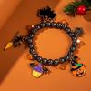 Funny Halloween Crystal Beaded Bracelet for Women Cartoon Pumpkin Black Bat Ghost Spider Web Beads Bracelets Party Jewelry Gift