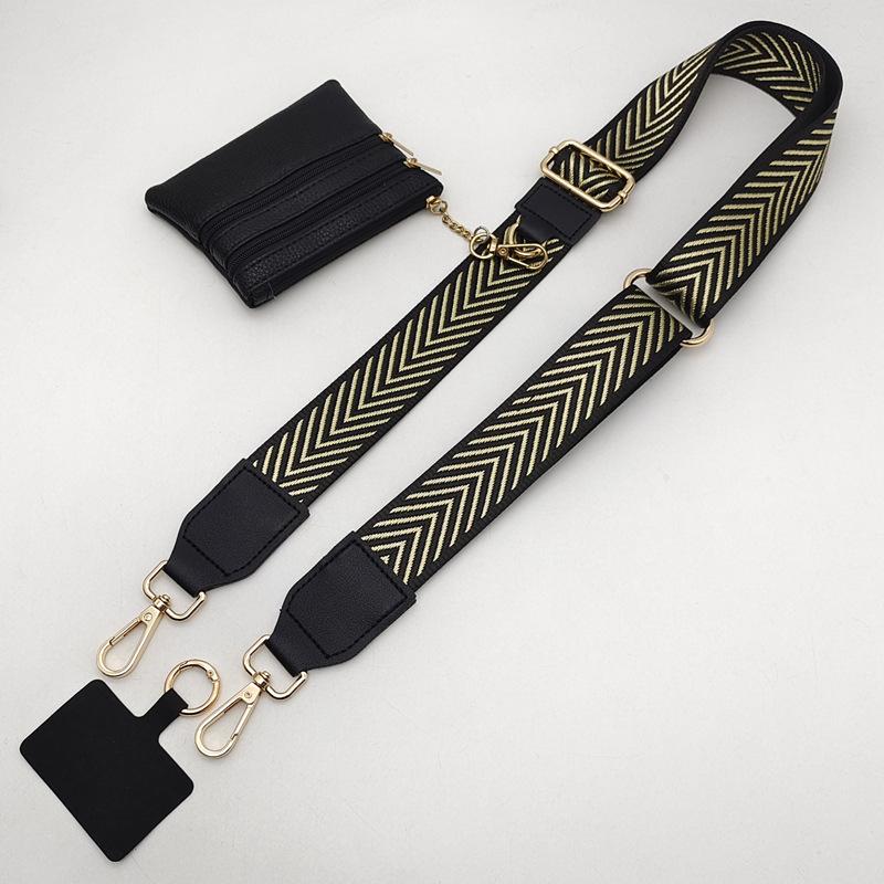 Versatile Adjustable Women's Bag Personalized Wide Oblique Span Strap with Bag Mobile Phone Strap Gasket Circle Lanyard