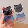Ny Koreansk Stil Kattform Barns Söta Tecknade Solglasögon Barn Anti UV Glasögon Runda Färgglada Solglasögon