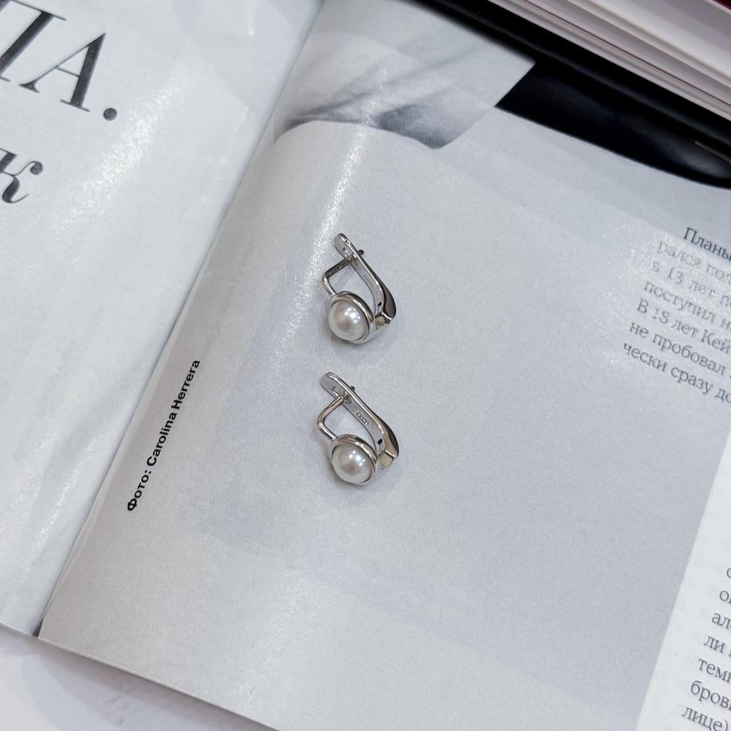 Серебряные серьги с натуральным жемчугом (2167952)