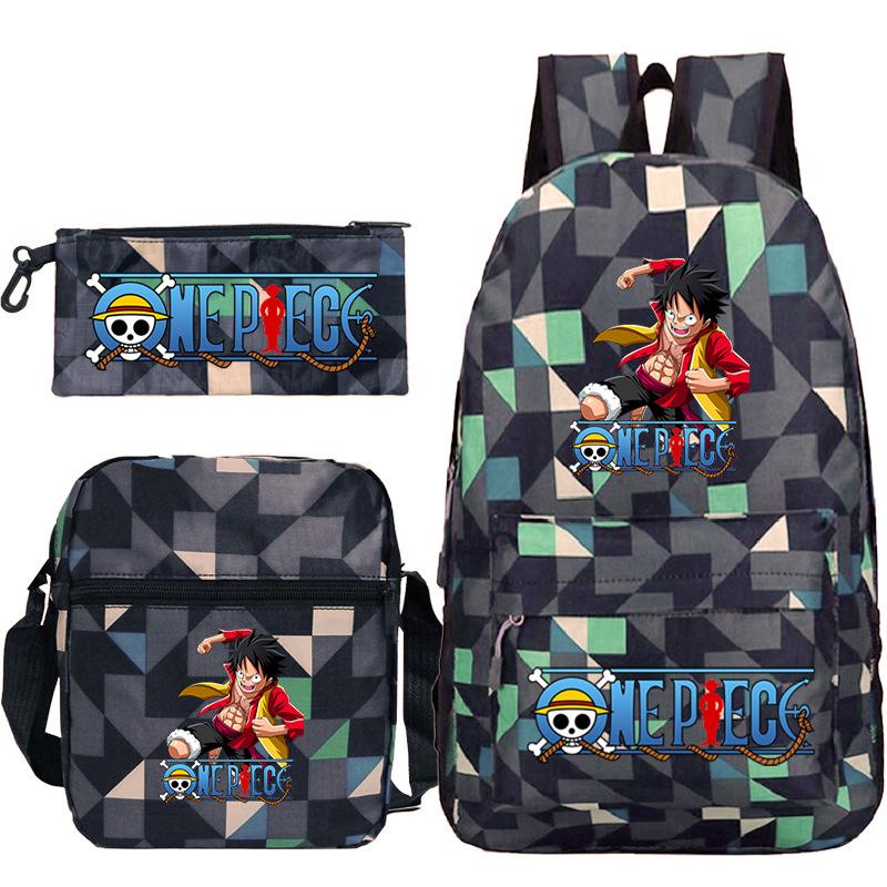 Cartoon Printed Teen Backpack Men's and Women's Student School Bag Three-piece Combination