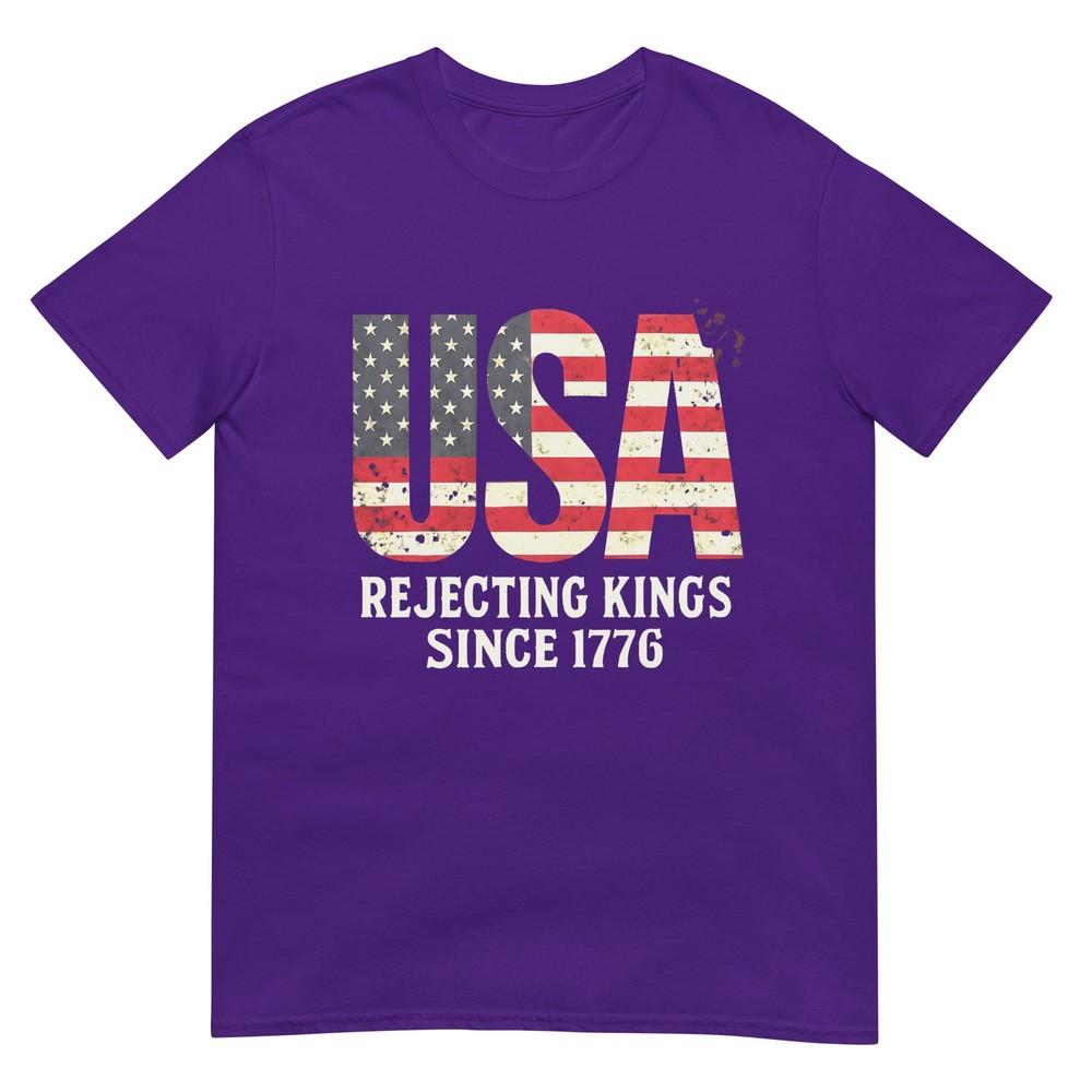Rejecting Kings Since 1776 Patriotic Usa Flag 4th Of July Tshirt