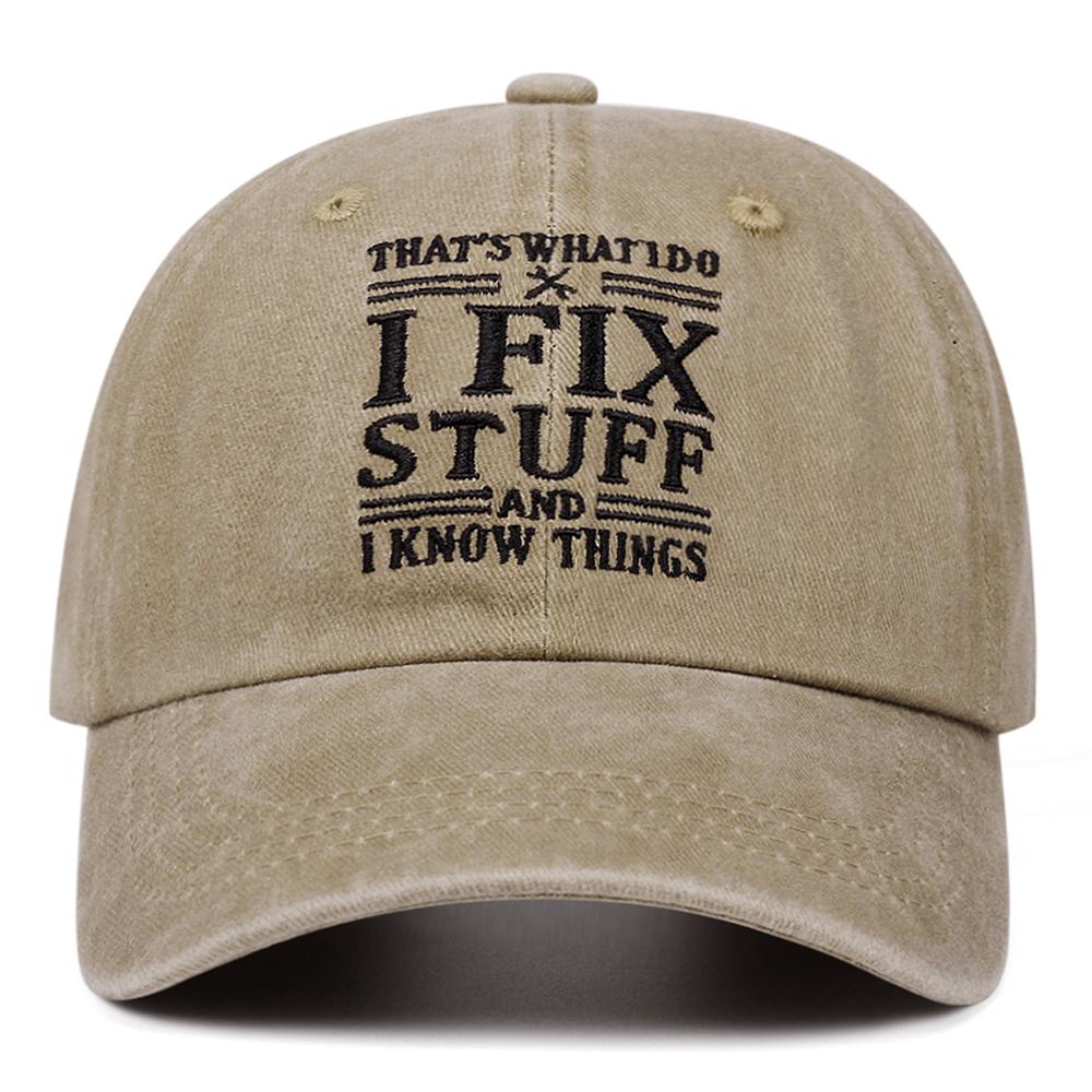 Ifix Stuff Letter Washed Embroidered Soft Top Baseball Cap Women Men Retro Hat Fashionable Versatile