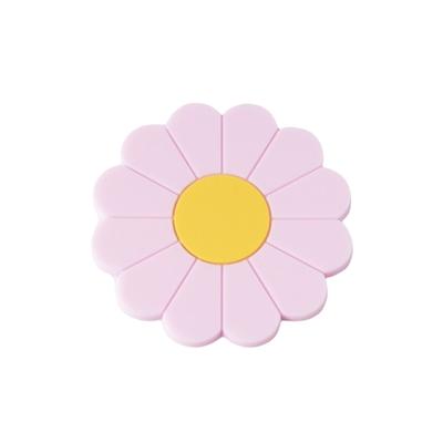 Sous-verre Rond Fleur de Pâquerette pour Voiture Résistant à la Chaleur Épaissi Silicone Antidérapant Intérieur de Voiture