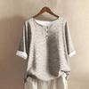Women's Fashionable And Casual Shirt Half-sleeve Round Neck Print Cotton And Linen Blouse Top