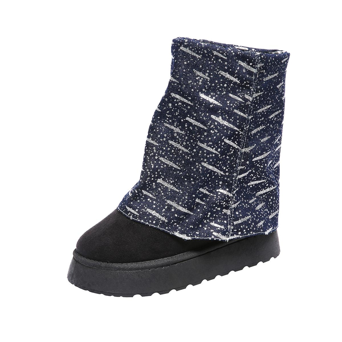 

Fashion Winter New Thick Soled Snow Shoes Women s Fashion Round Head Suede Sleeve Anti-slip Wear-resistant Mid-calf Boots 43 чёрный