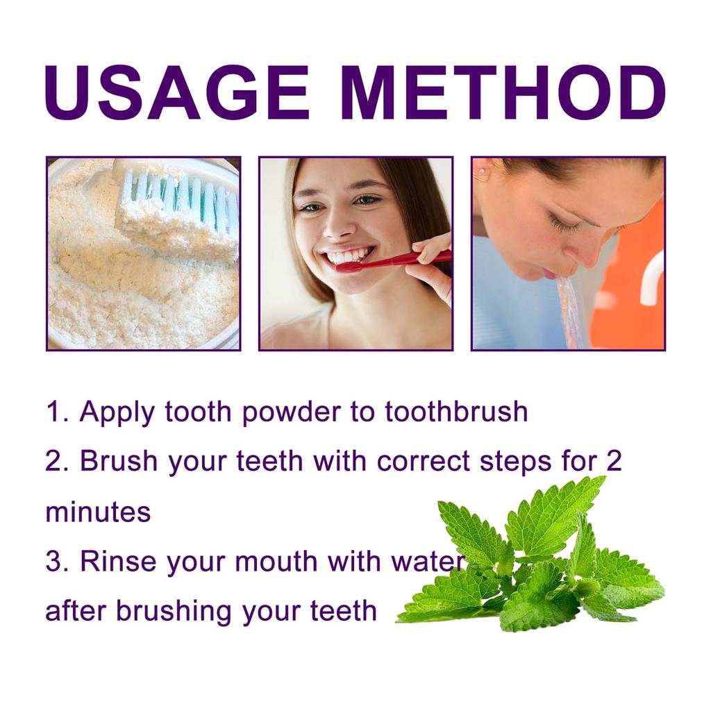 OUHOE Purple Tooth Yellow Stains Tartar Cleaning Care Whitening Teeth Powder