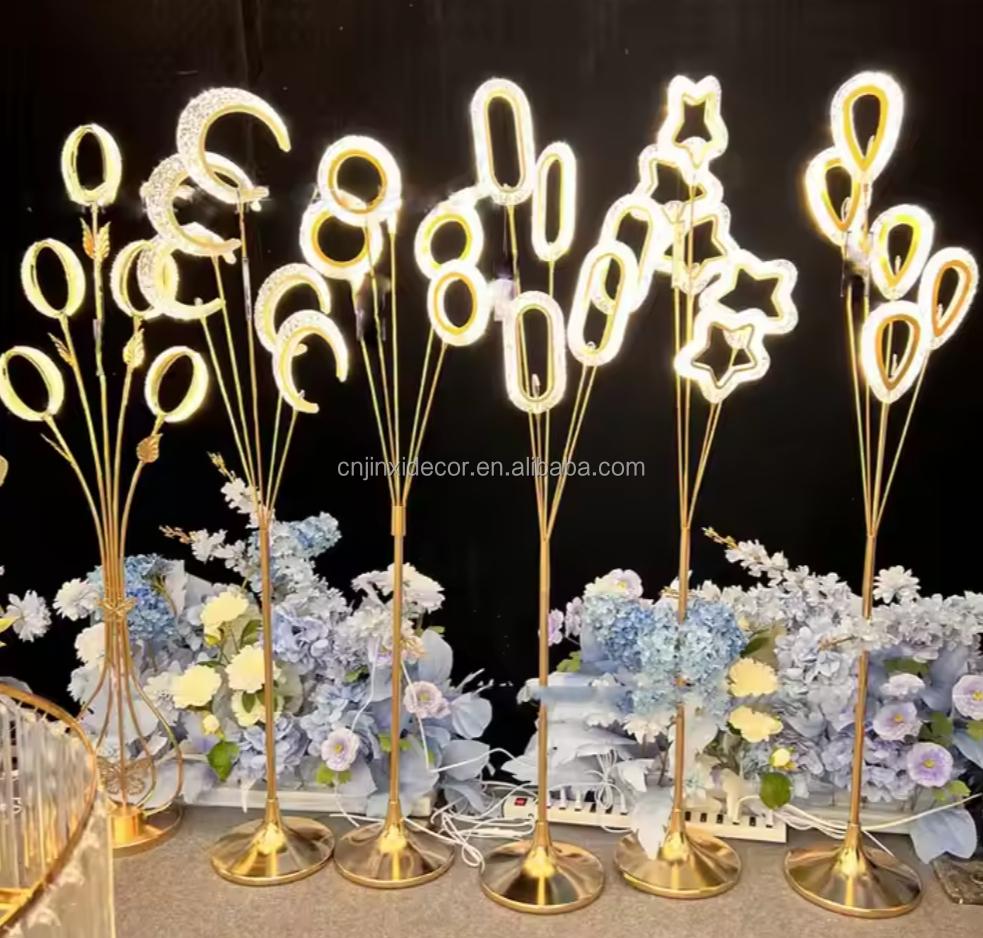 Factory Customized 1.2M/1.5M Wedding Wrought Iron Road Led Acrylic Luminous Ornaments Wedding Decoration Moon Decorative Lights 5head 1.2m золотой