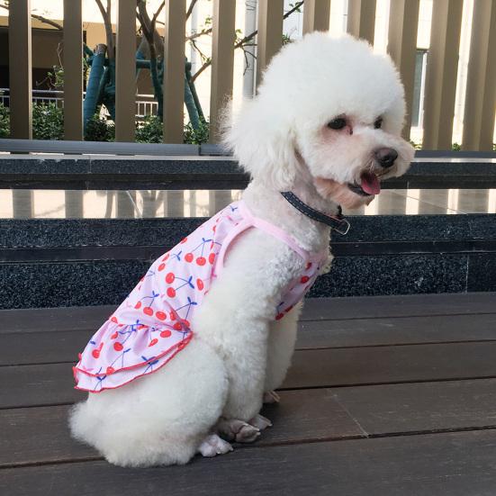 Pet Dress Cherry Pattern Plaid Printing Fruit Surface Summer Dog Two-legged Clothes for Pet Skin