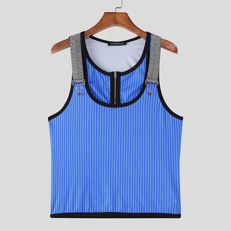 INCERUN Sommer Herren Ärmellos Gestreift Patchwork Lässig Sport Tanktops Weste