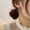 111 Silver Needle Simple French Retro Stud Earrings, Sweet Temperament Fairy Style Bow Earrings Internet Celebrity Earrings