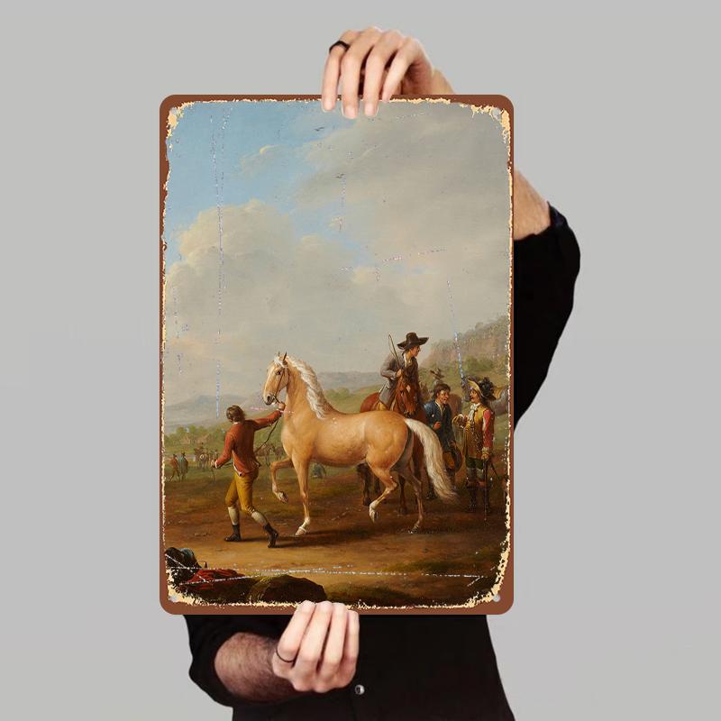 

European Classical Hunting Scene Metal Wall Art Vintage Home Decorative Painting for Living Room 7.9x11.8In(20x30cm)