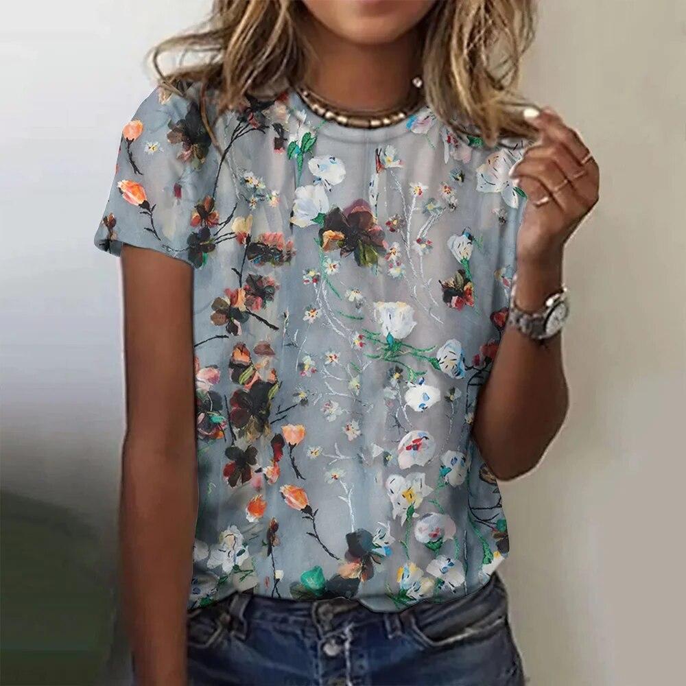 Tricou de vară pentru femei, imprimeu 3d, la modă, elegant, temperament, cu mânecă scurtă, îmbrăcăminte de stradă, populare, largi, confortabile, haine pentru femei