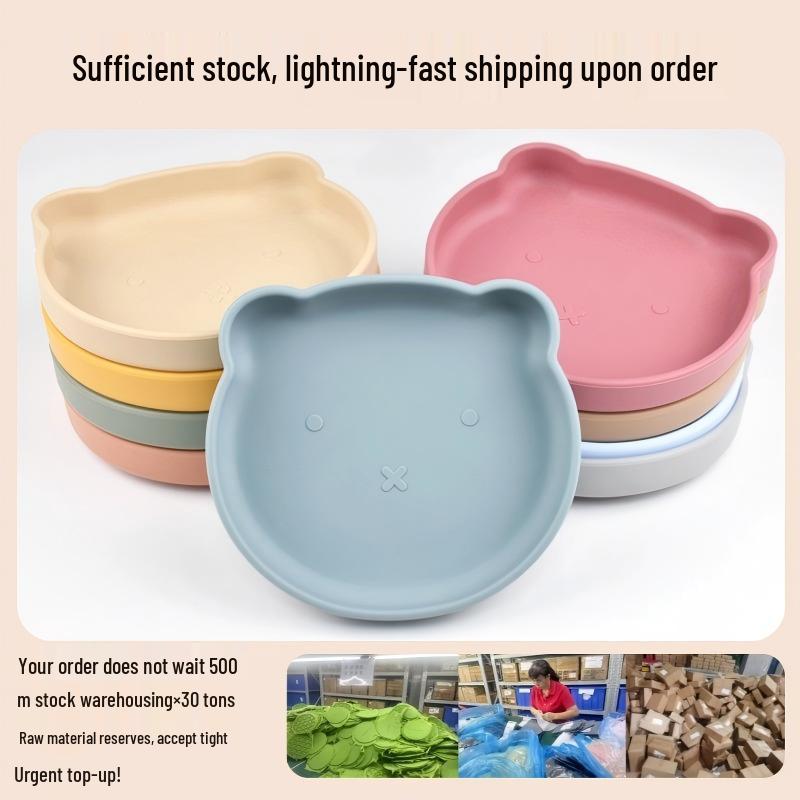 High-Quality Silicone Baby Suction Plate - Bear Design