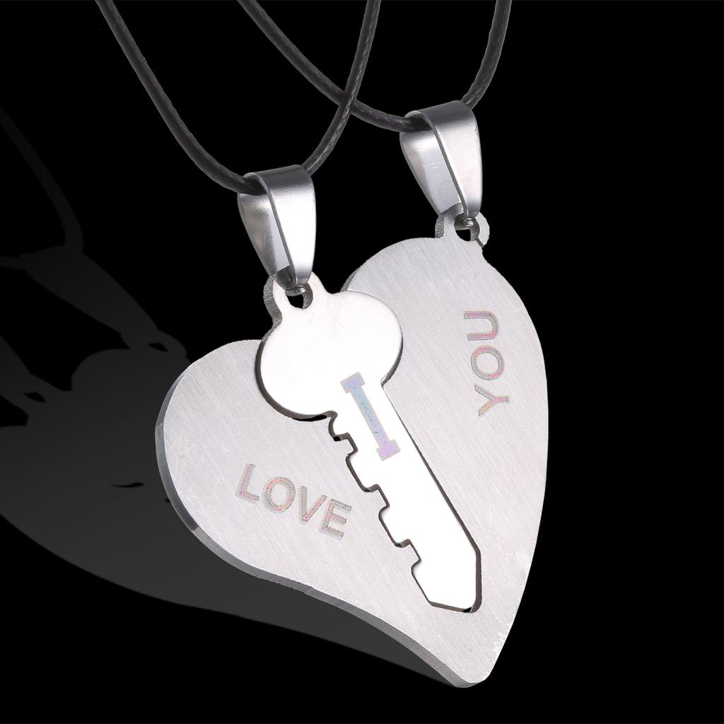 2 Pcs/Set Couple Necklace Stainless Steel Cute Cartoon Cat Animal Choker For Women Men Lovers Valentine's Day Jewelry Gifts