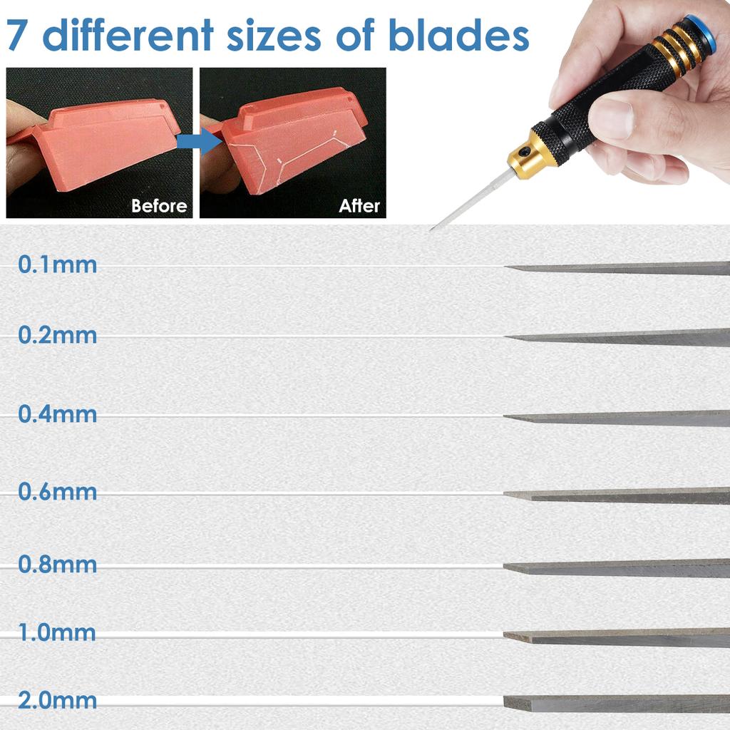 Replacement Metal Detail Engraving Knife with 7 Different Sizes of Blades Multi-purpose Ultra-thin Chisel Rolling Cutter Set