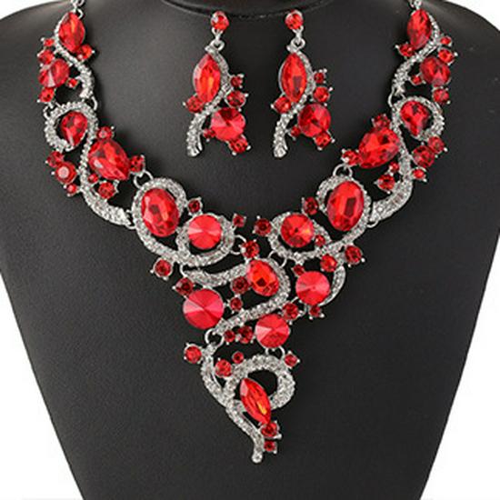 Retro Modeschmuck Set: Elegantes Halsketten-, Ohrring- und Armband-Set für Abendkleider