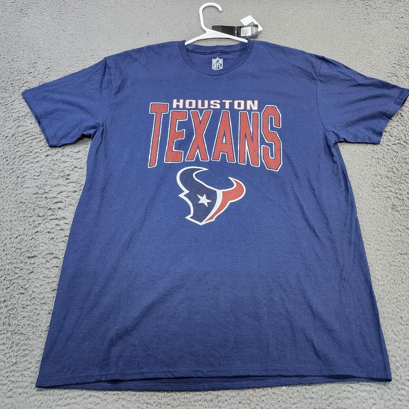 NFL Team Apparel Houston Texans Shirt Mens L Blue Crew Neck Logo Tee Tagless Unisex T-Shirt M