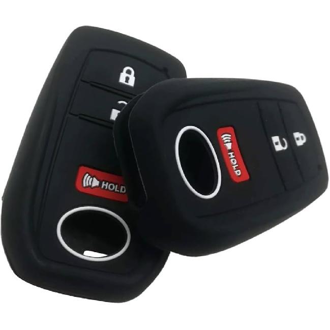 2Pcs Black 3 Buttons Silicone Remote Key Fob Case Cover Compatible for Toyota Tundra Tacoma Sequoia Prius