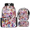 Kids School Backpack Set With Pencil Case Crossbody Bag - Cute Cartoon Print Oxford Fabric Lightweight Breathable Grades