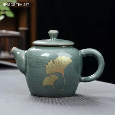 High-grade Retro Ceramics Tea Pot Chinese Tea Set Gaiwan Customized Ice Crack Glaze Teapot Exquisite Handmade Home Drinkware