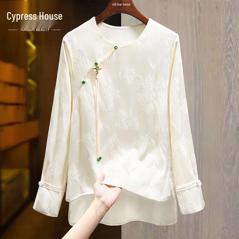 Women s New Chinese Style Retro Round Neck Blouse L