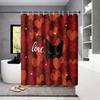 Valentine's Day Romantic Love Printed Bathroom 4-piece Set 180x180 Waterproof Shower Curtain Floor Mat U-shaped Toilet Mat