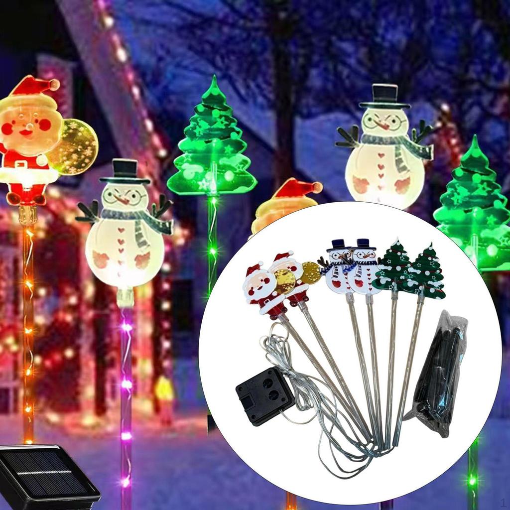 6 Pieces Solar Christmas Pathway Landscape Lights Outdoor Novelty Garden Stake Light Ground Figurine
