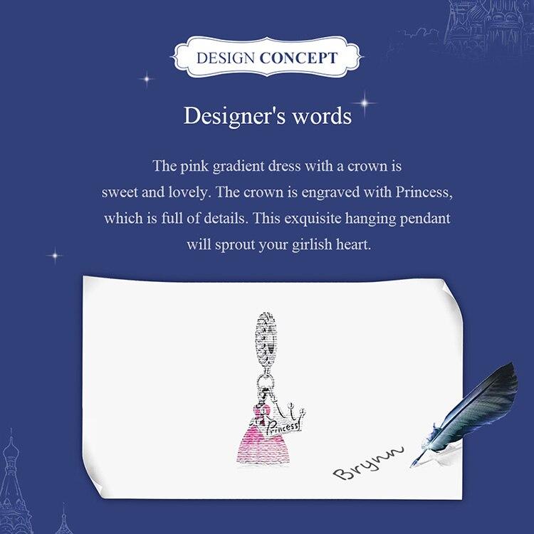 WOSTU Robe en argent Sterling 925 rose, couronne de princesse, pendentif à perles, adapté au Bracelet Original, collier, bijoux pour femmes