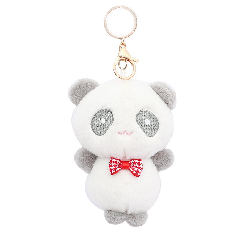 

Sweet Panda Plush Keychain 12cm Stuffed Animal Soft Snow Mink Fabric Cute Accessory Bag світло-сірий колір