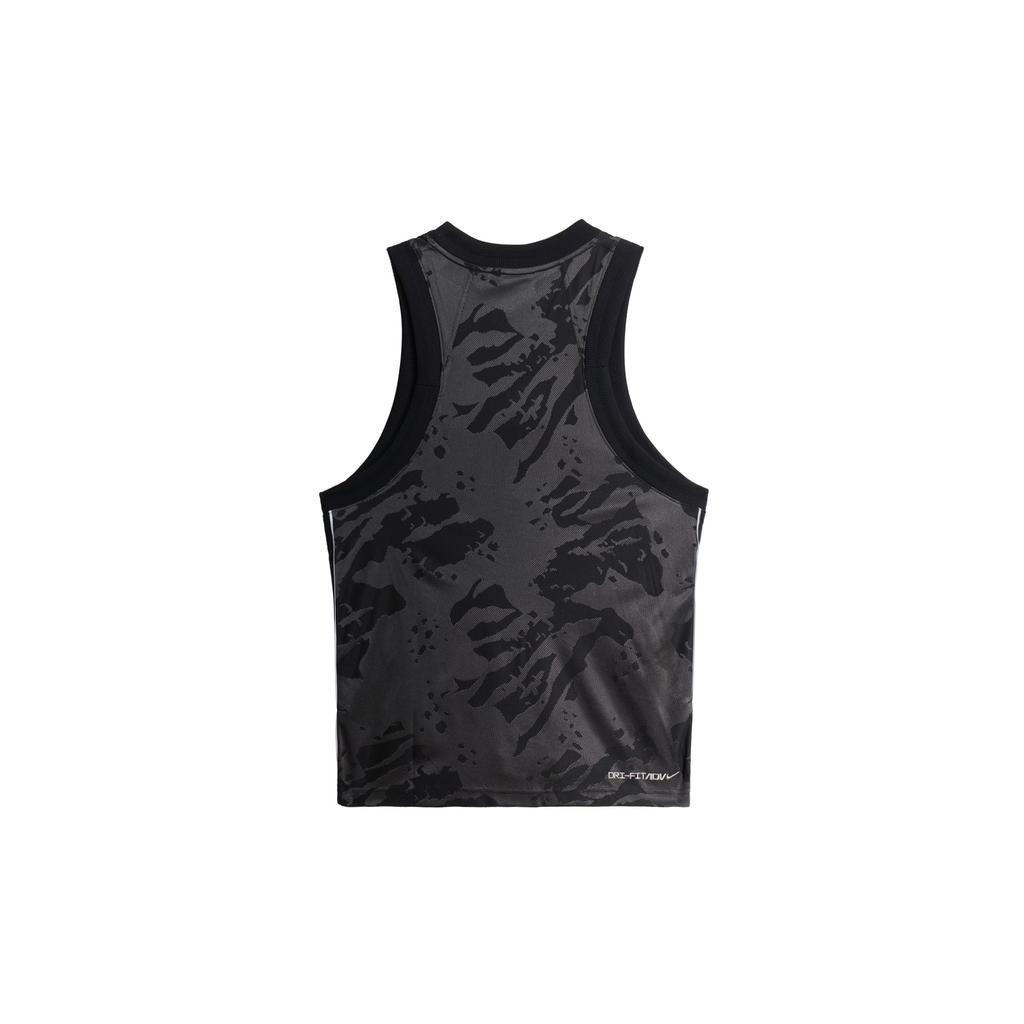 Nike Logo Print Camouflage V-Neck Basketball Vest Men Tops Black DX0258-010