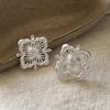 925 Sterling Silver Vintage Earrings For Women Trendy Square Flower Shape CZ Earring Jewelry Prevent Allergy Party Accessories