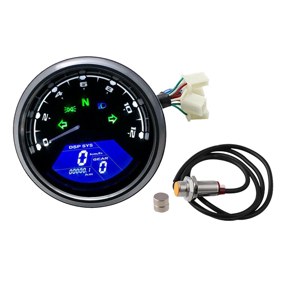 Universal Motorcycle Instrument 12000RMP LCD Speedometer Odometer Tachometer 1-4 Cylinders Motorbike Gauge Moto Digital Dash