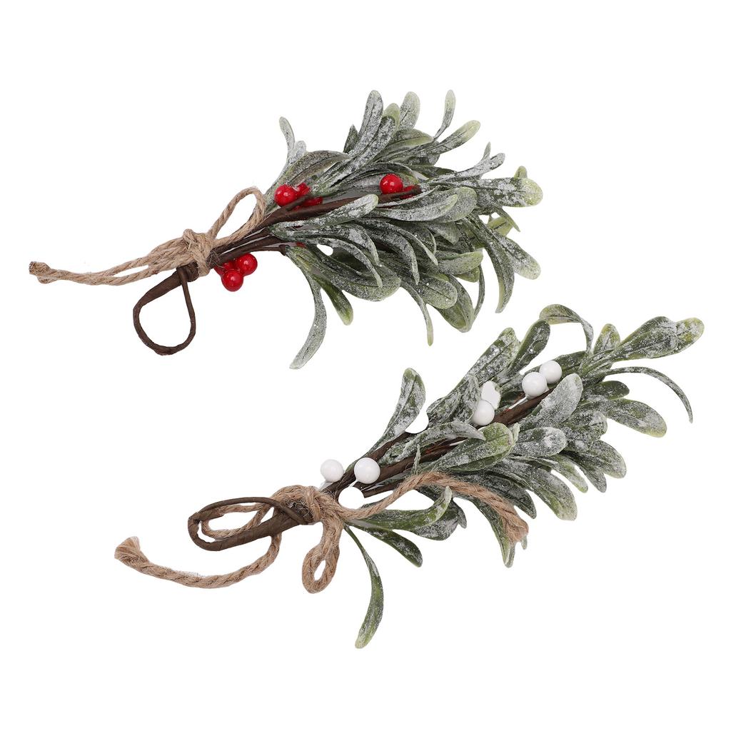 4PCS Artificial Mistletoe Pick 9.1 Inch Xmas Hanging Fake Mistletoe Ornament Decorations for   Xmas Tree Wreath Holiday Decoration