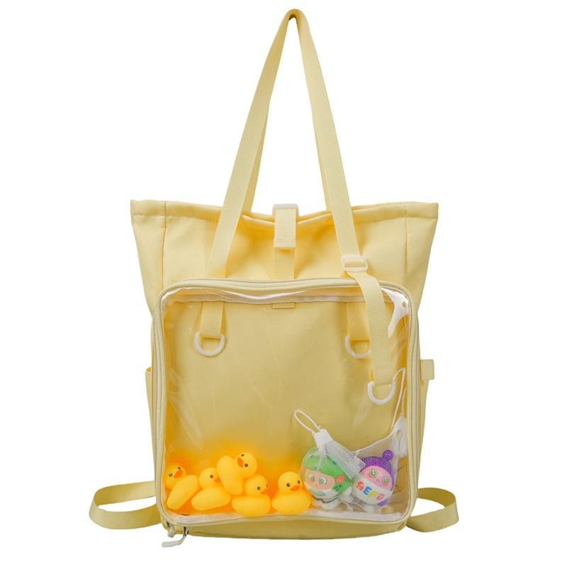 Schoolbag original daily versatile transparent bar two-dimensional messenger shoulder pain bag women's tutoring bag large capacity niche