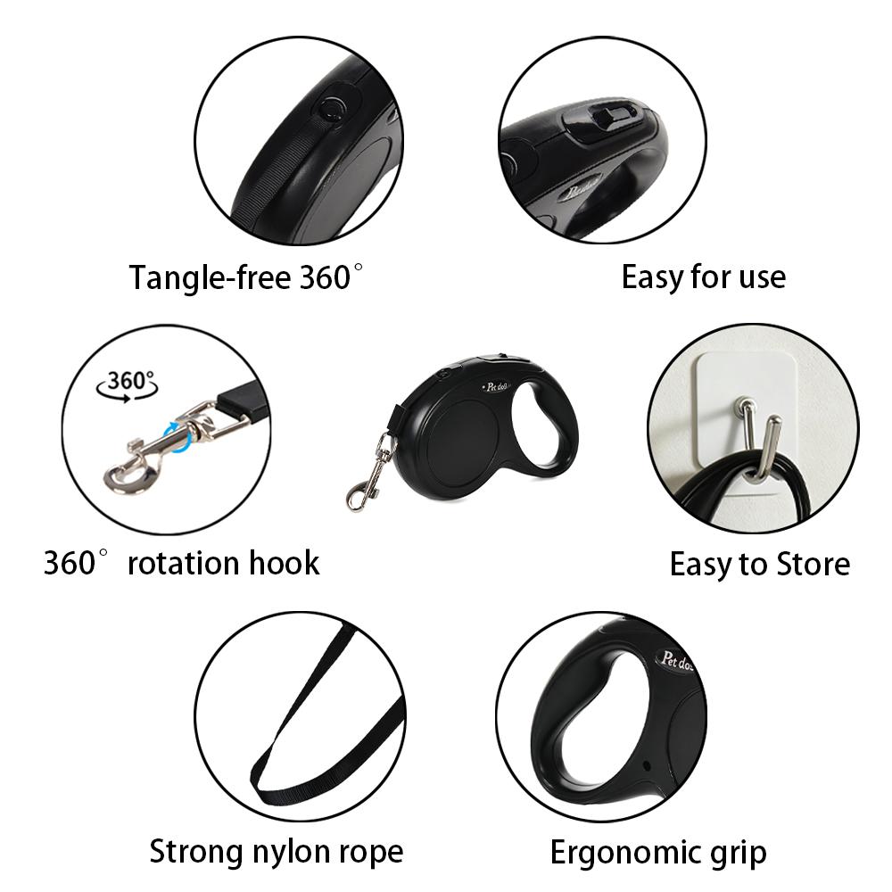 Nylon Dog Leash Automatic Retractable Puppy Lead Outdoor Hiking Extending Pet Traction Rope For Small Medium Cats Dogs Supplies