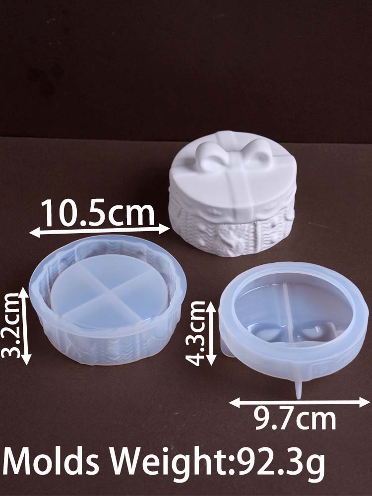 3D Heart Bow Shape Candle Jar Silicone Mold DIY with Lid Flowerpot Plaster Resin Storage Box Craft Molds Home Christmas Decor