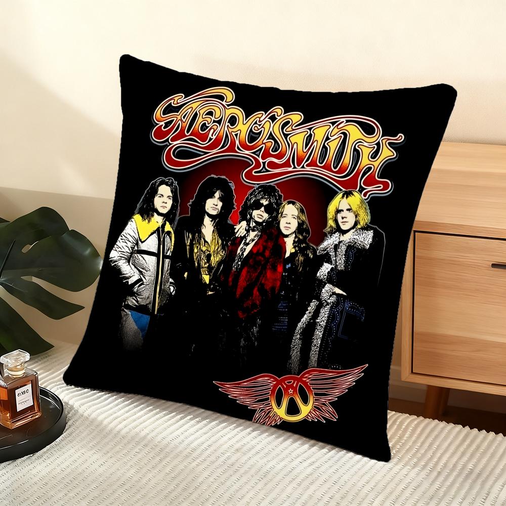 Band A-Aerosmith Cushion Cover Soft Short Plush Pillow Cover Smooth Cozy Texture Aesthetic Cushion Case Home Decor