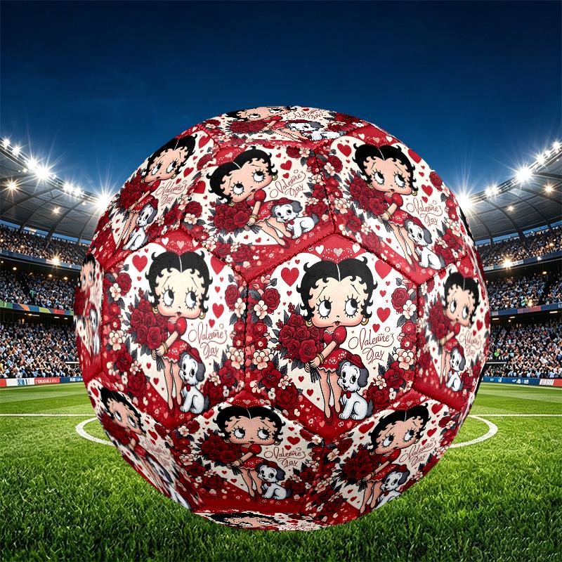 Betty Boop Print Size 5 Soccer Ball, PU Wear Resistant Football for Match Training and Daily Practice, Birthday Gift for Soccer Fans