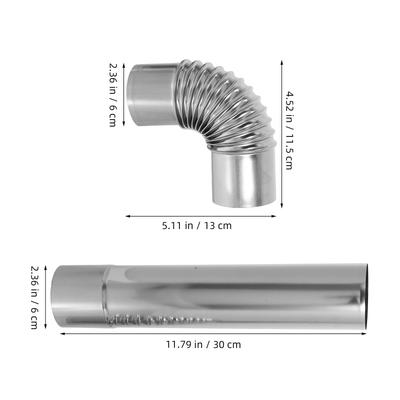 3Pcs Stainless Steel Chimney Flue Vent Straight Tube Elbow Adapter for Gas Water Heater Exhaust Vent
